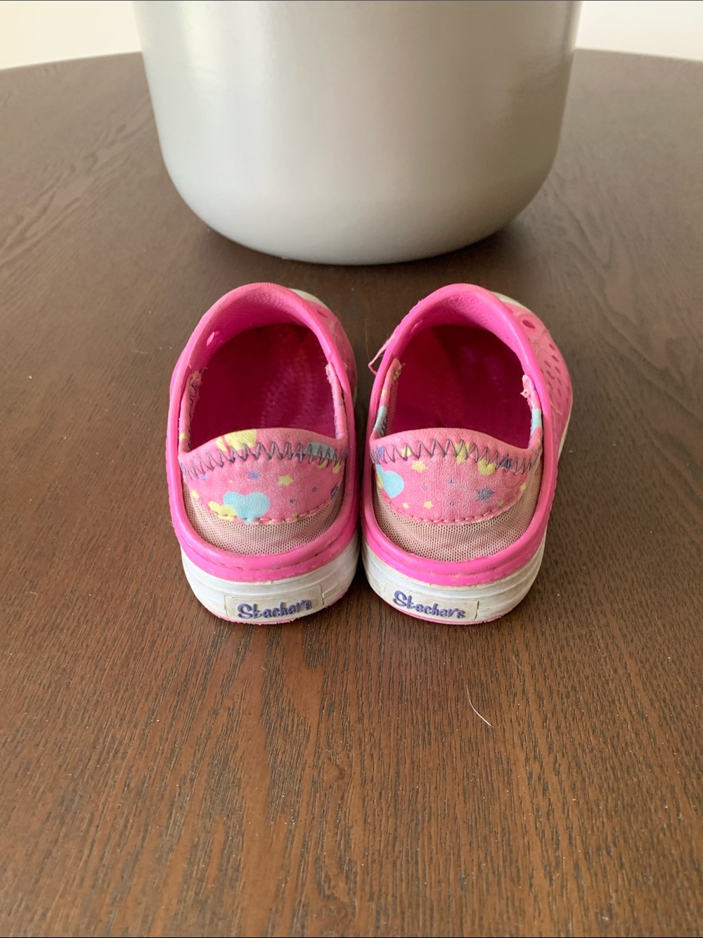 Skechers Kids Pink Canvas Slip-On Sneakers with Pastel Heart Accents